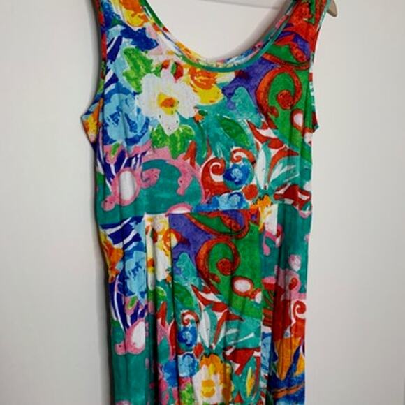 JAMS WORLD Janice Hawaiian Floral Print Sleeveless empire Womens Dress Small - Picture 5 of 15